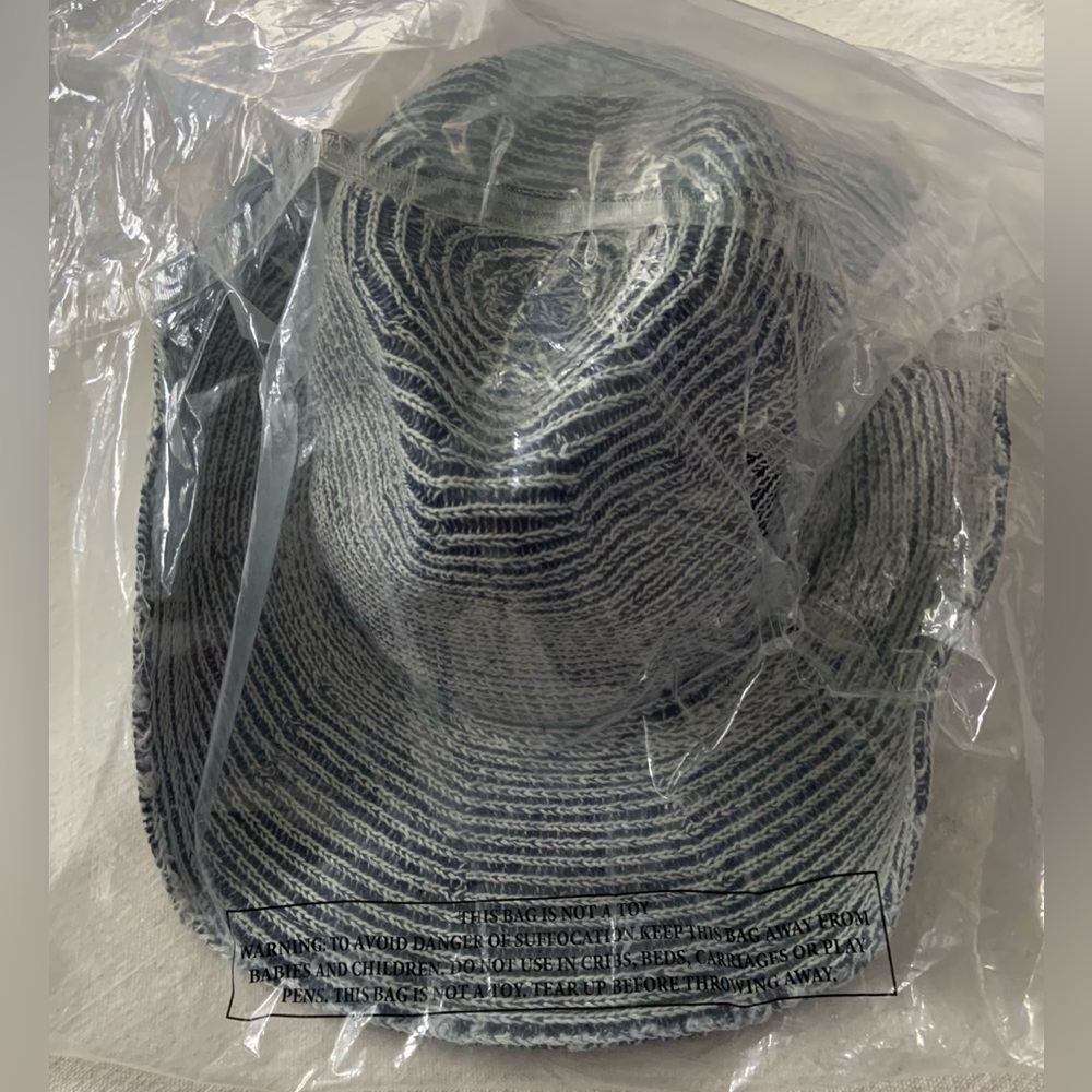 Free People ~ ‘Dylan Distressed Cowboy Hat’ Navy Blue/White ~ One Size * NWT * - Picture 4 of 16